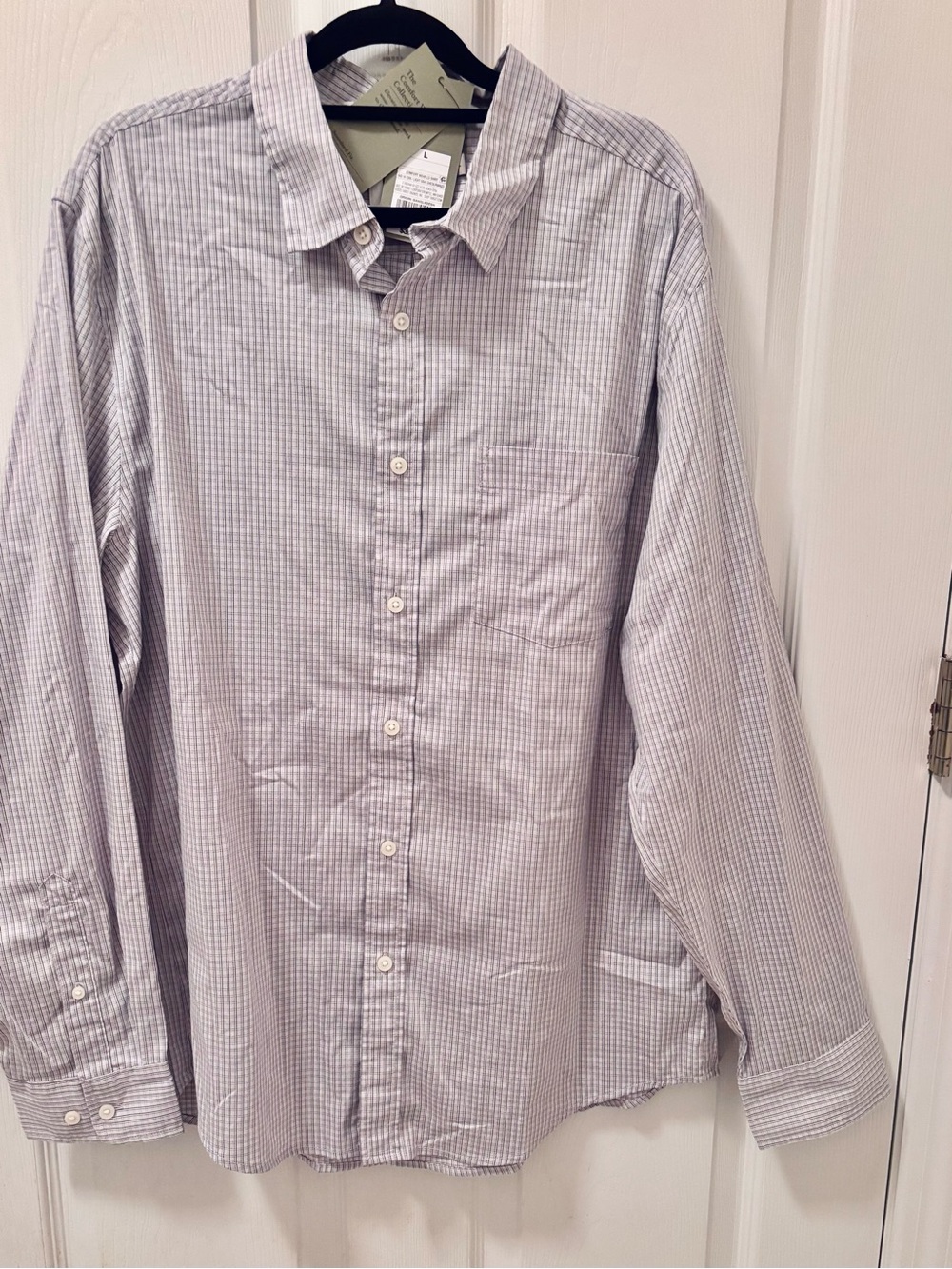 Goodfellow & Co Light Gray and White Check Button-Down Shirt